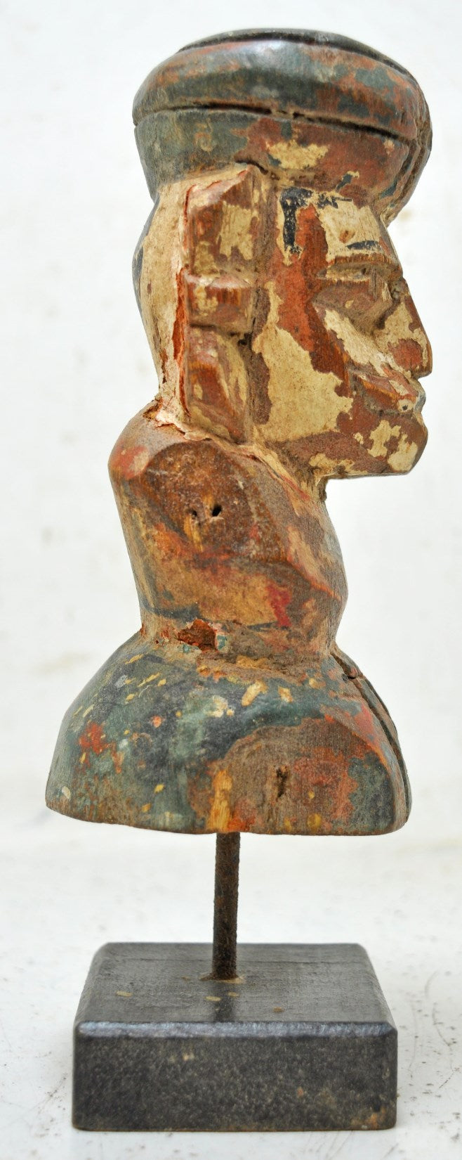 Vintage Wooden Man Figurine Original Old Hand Carved Painted