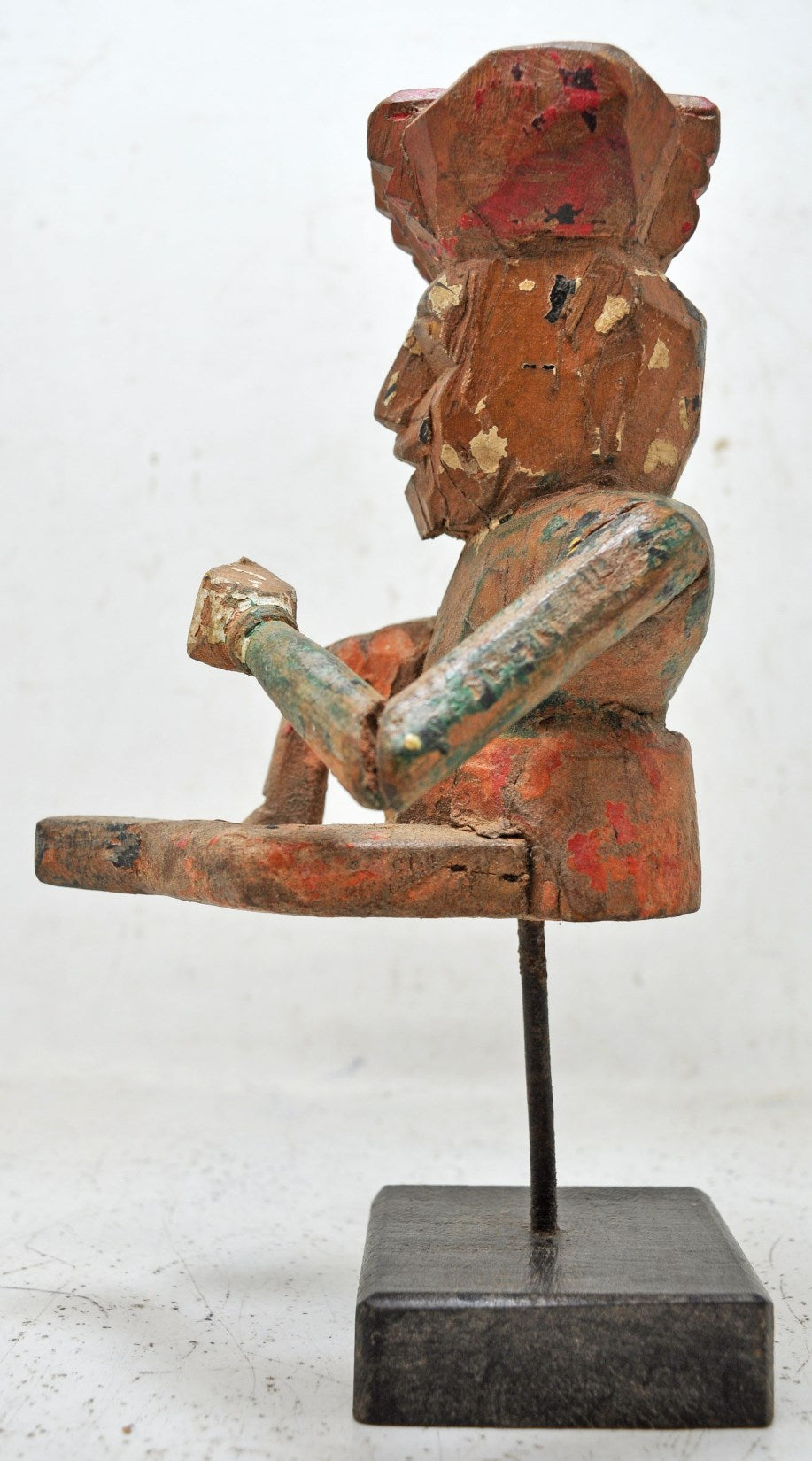 Vintage Wooden Man Figurine Original Old Hand Carved Painted