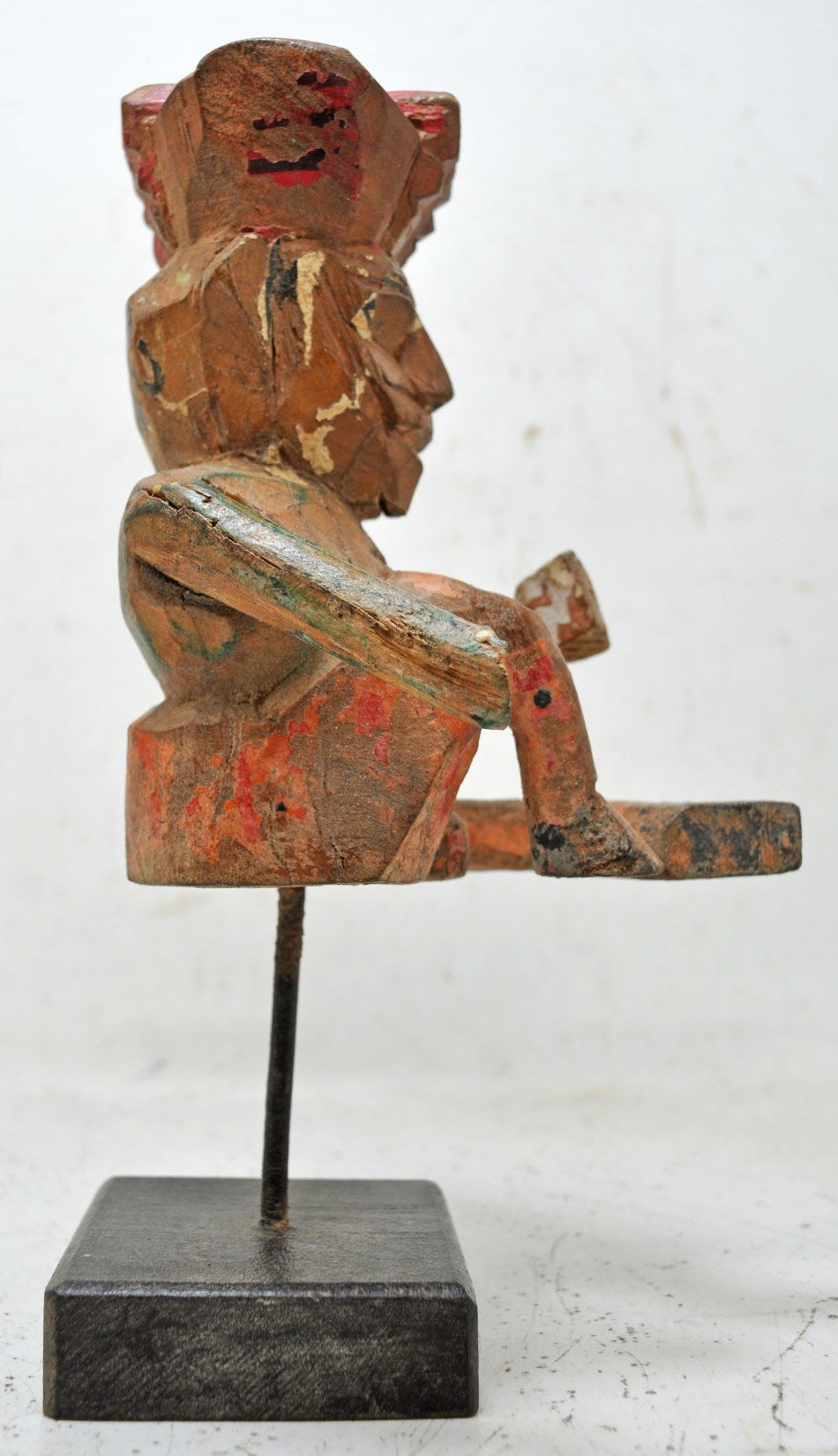 Vintage Wooden Man Figurine Original Old Hand Carved Painted