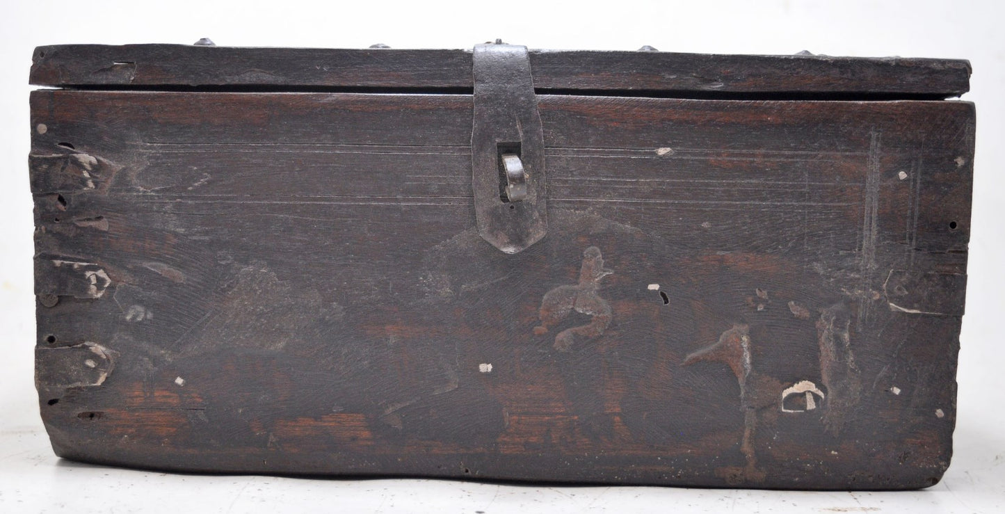 Antique Wooden Storage Chest Box Original Old Hand Crafted Metal Fitted