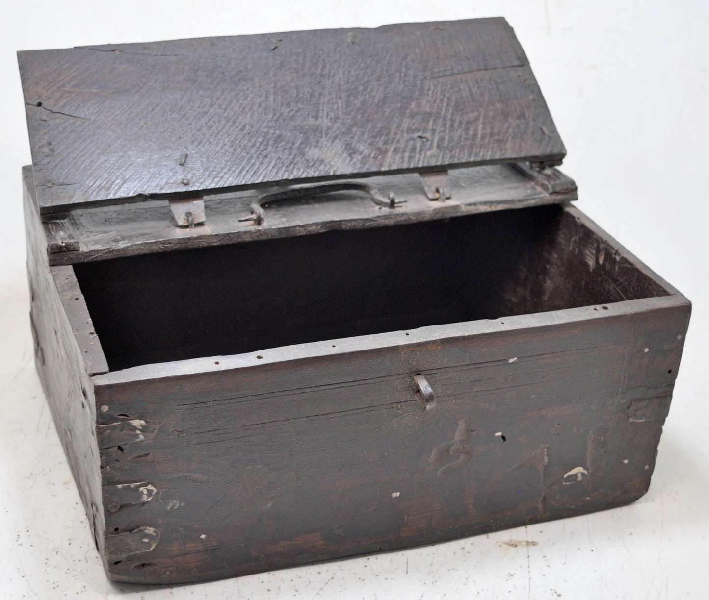 Antique Wooden Storage Chest Box Original Old Hand Crafted Metal Fitted