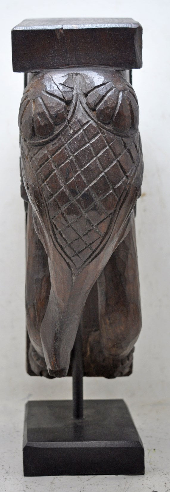 Antique Wooden Tall Elephant Bracket Figurine Original Old Fine Hand Carved