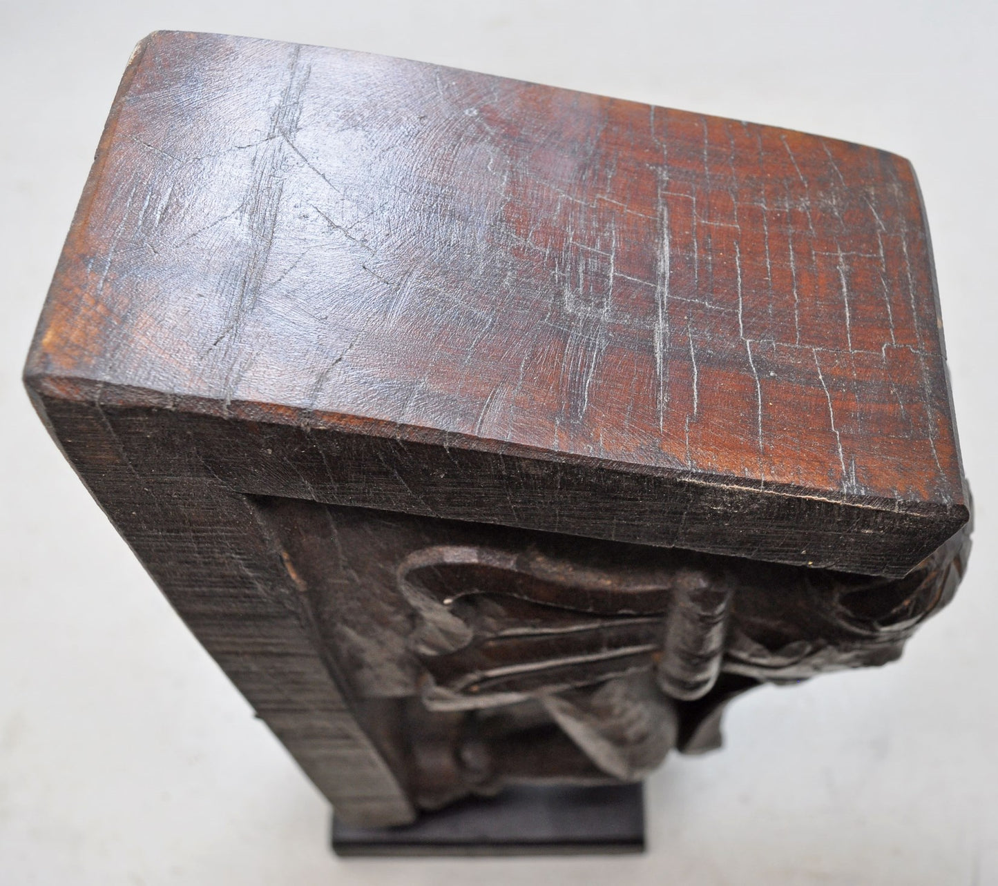 Antique Wooden Tall Elephant Bracket Figurine Original Old Fine Hand Carved