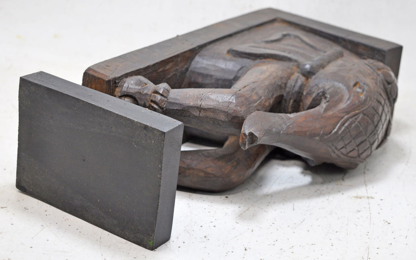 Antique Wooden Tall Elephant Bracket Figurine Original Old Fine Hand Carved