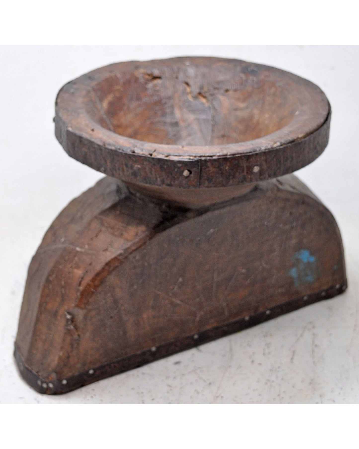 Antique Wooden Very Large Agricultural Seed Holder Bijni Original Old Hand Carved