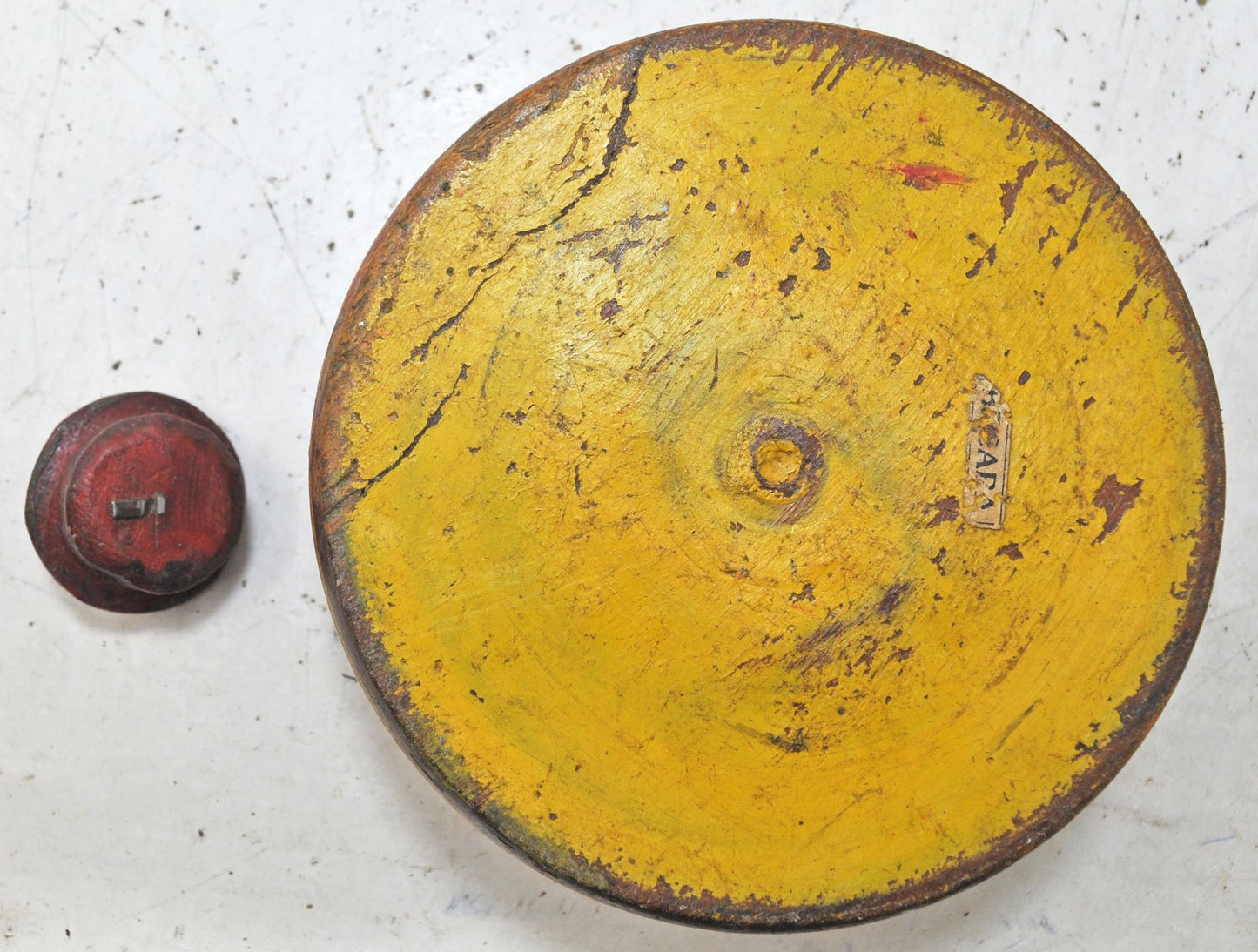 Antique Wooden Round Tobacco Opium Box Original Old Hand Carved Painted