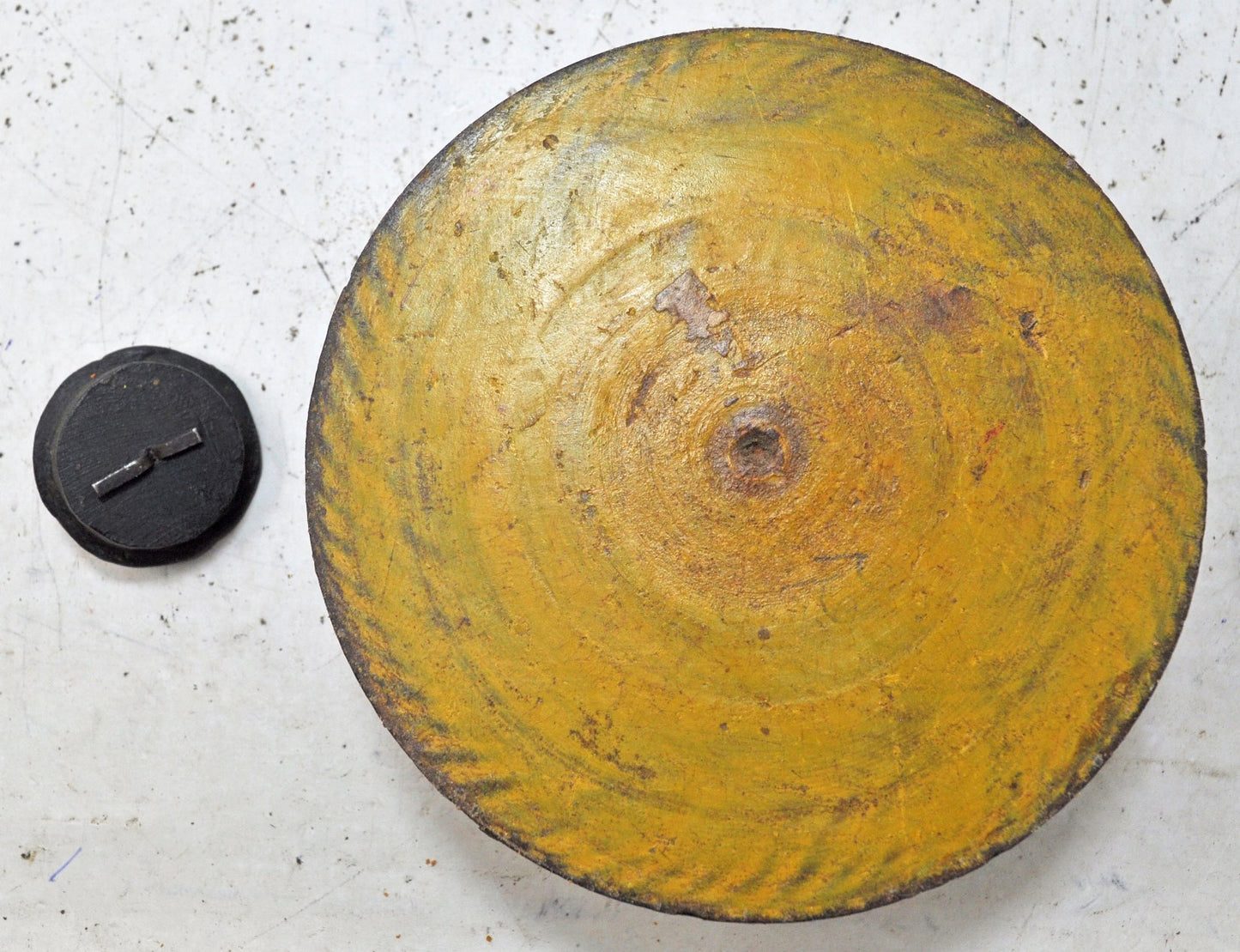 Antique Wooden Round Tobacco Opium Box Original Old Hand Carved Painted