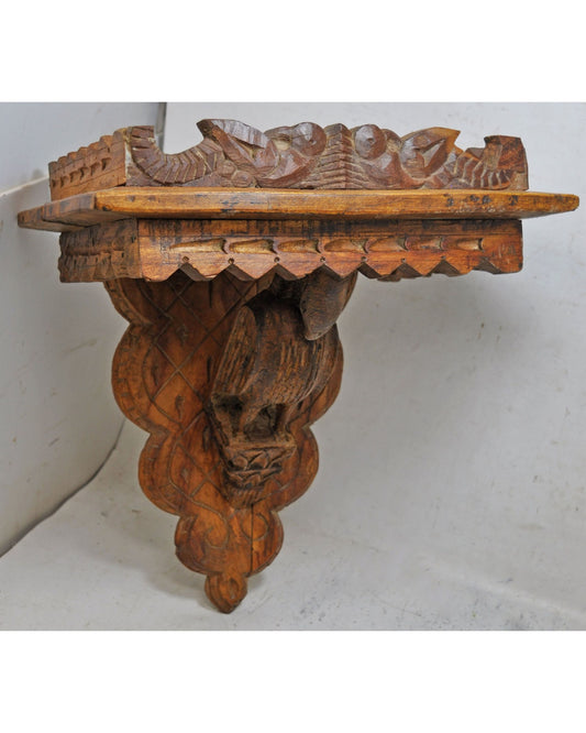 Antique Wooden Wall Décor Hanging Shelf Original Old Hand Carved