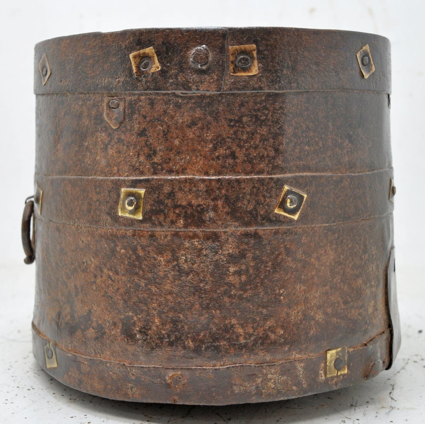 Antique Iron Grain Measurement Mana Pot Original Old Hand Crafted