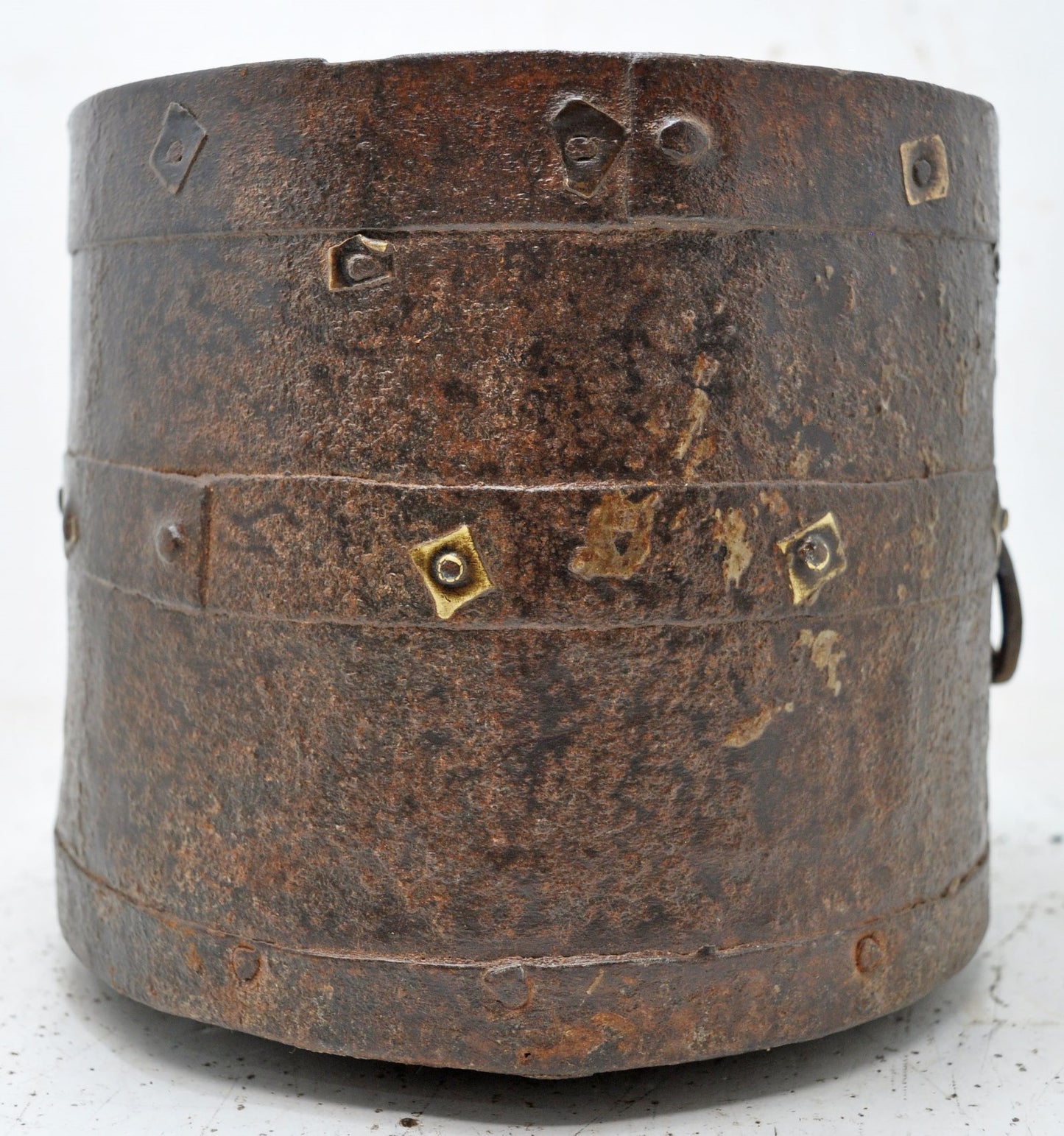 Antique Iron Grain Measurement Mana Pot Original Old Hand Crafted
