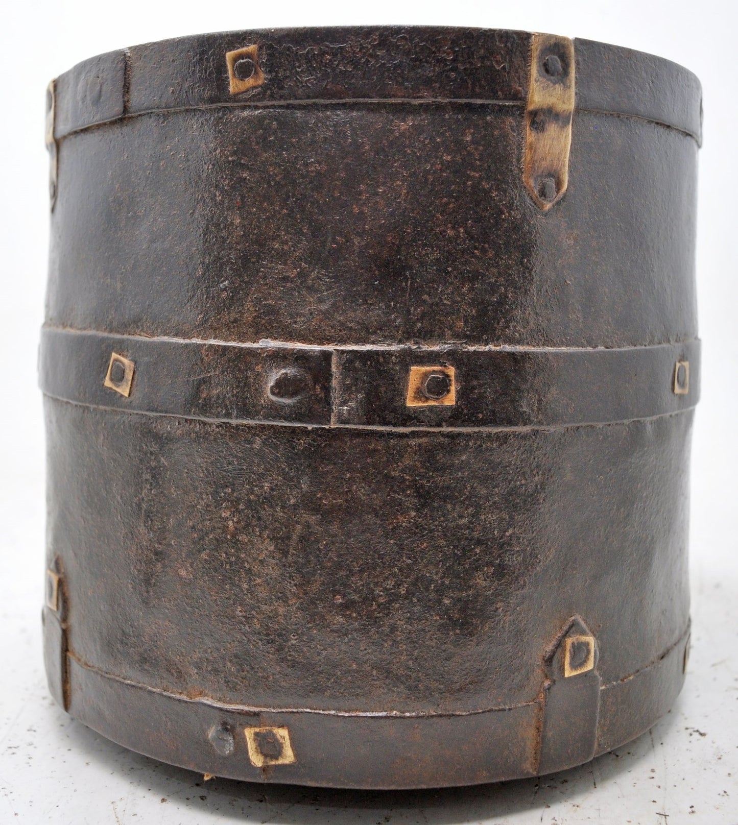 Antique Iron Grain Measurement Mana Pot Original Old Hand Crafted