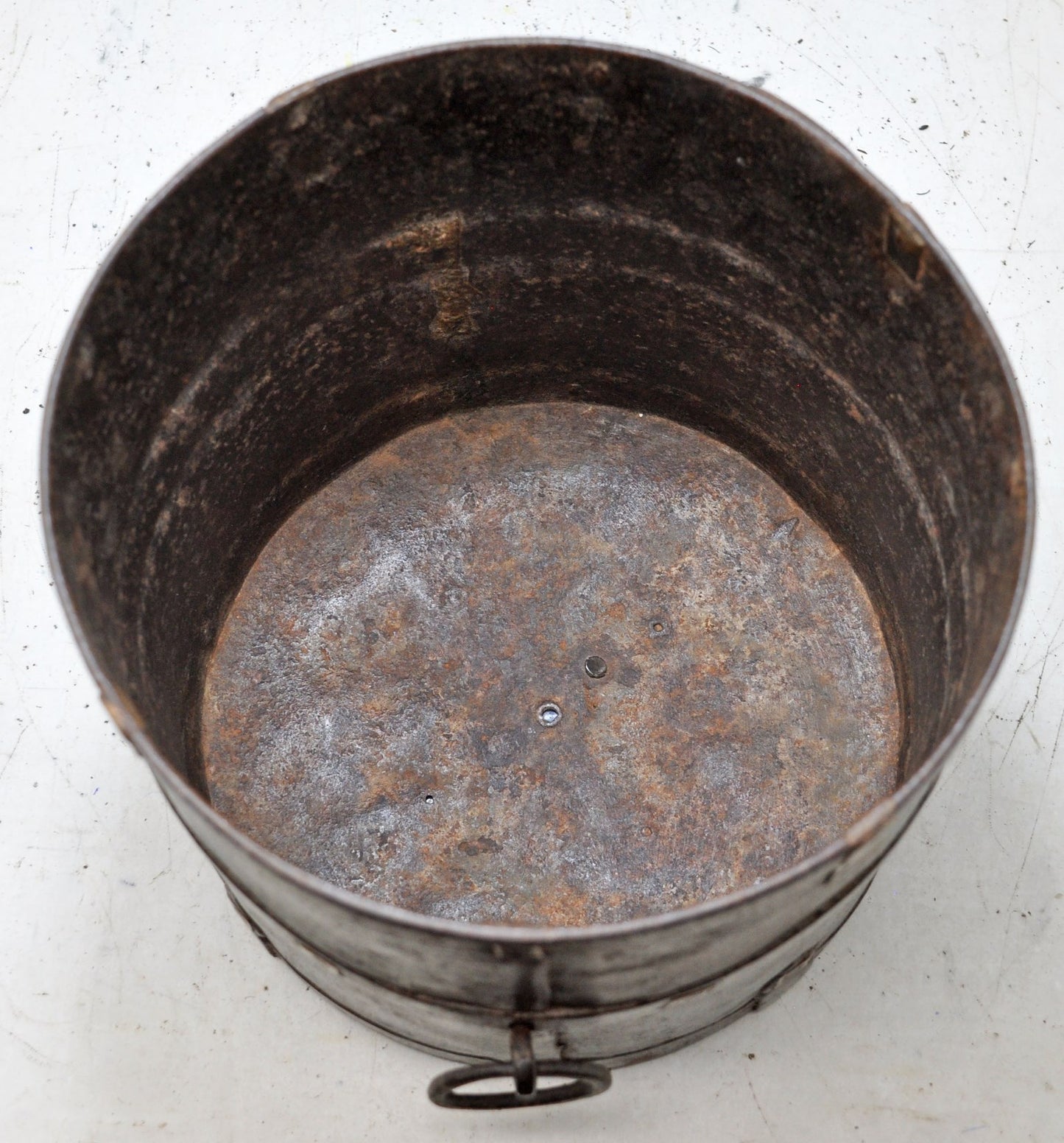 Antique Iron Grain Measurement Mana Pot Original Old Hand Crafted