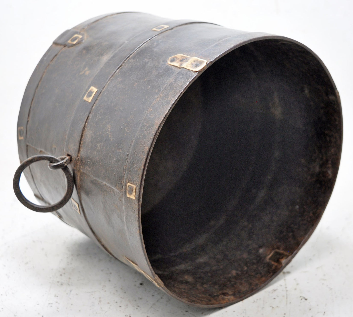 Antique Iron Grain Measurement Mana Pot Original Old Hand Crafted