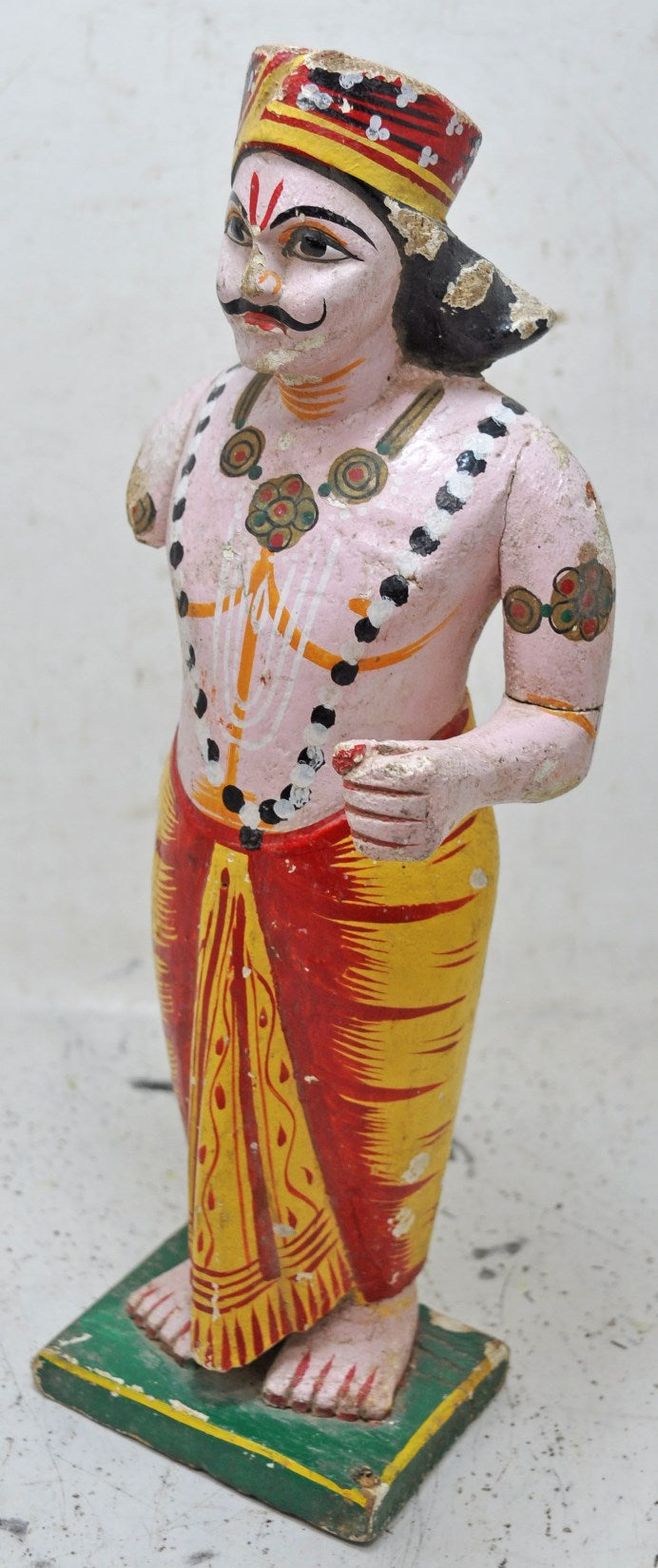 Vintage Wooden Ethnic Man Figurine Original Old Hand Carved Painted