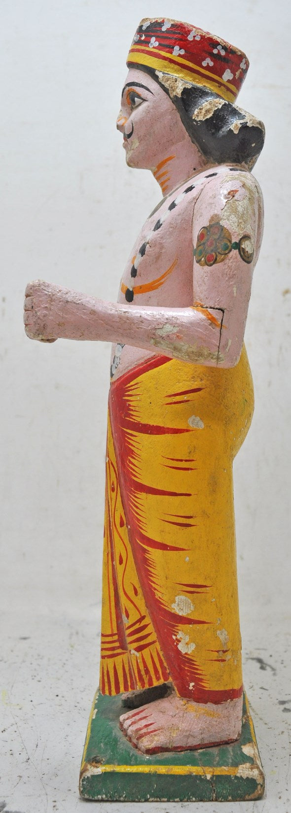 Vintage Wooden Ethnic Man Figurine Original Old Hand Carved Painted