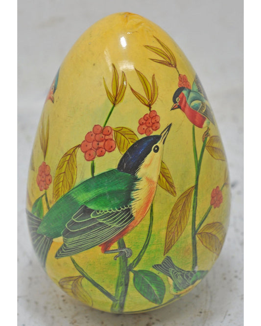 Vintage Wooden Large Egg Decorative Figure Original Old Hand Carved Very Fine Painted