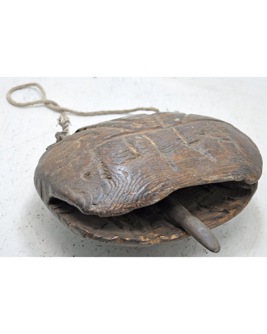 Antique Wooden Rural Farm Animals Hanging Bell Original Old Hand Carved