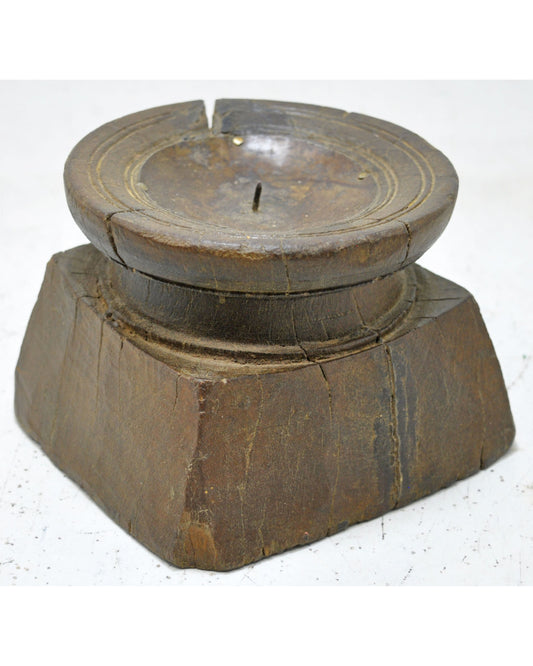 Antique Wooden Agricultural Seed Holder Bijni Candle Holder Original Old Hand Carved