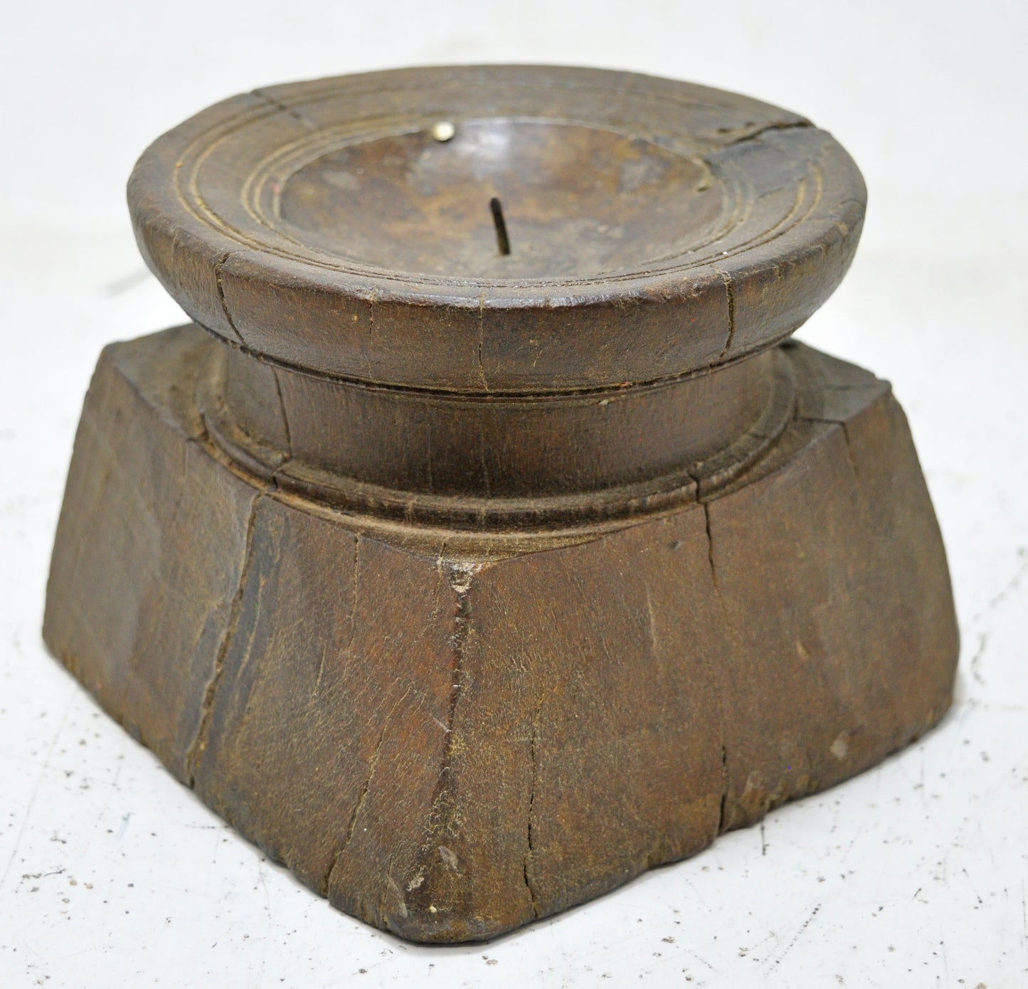 Antique Wooden Agricultural Seed Holder Bijni Candle Holder Original Old Hand Carved