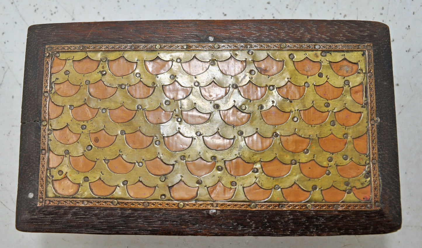 Vintage Wooden Small Storage Box Original Old Hand Crafted Brass Fitted