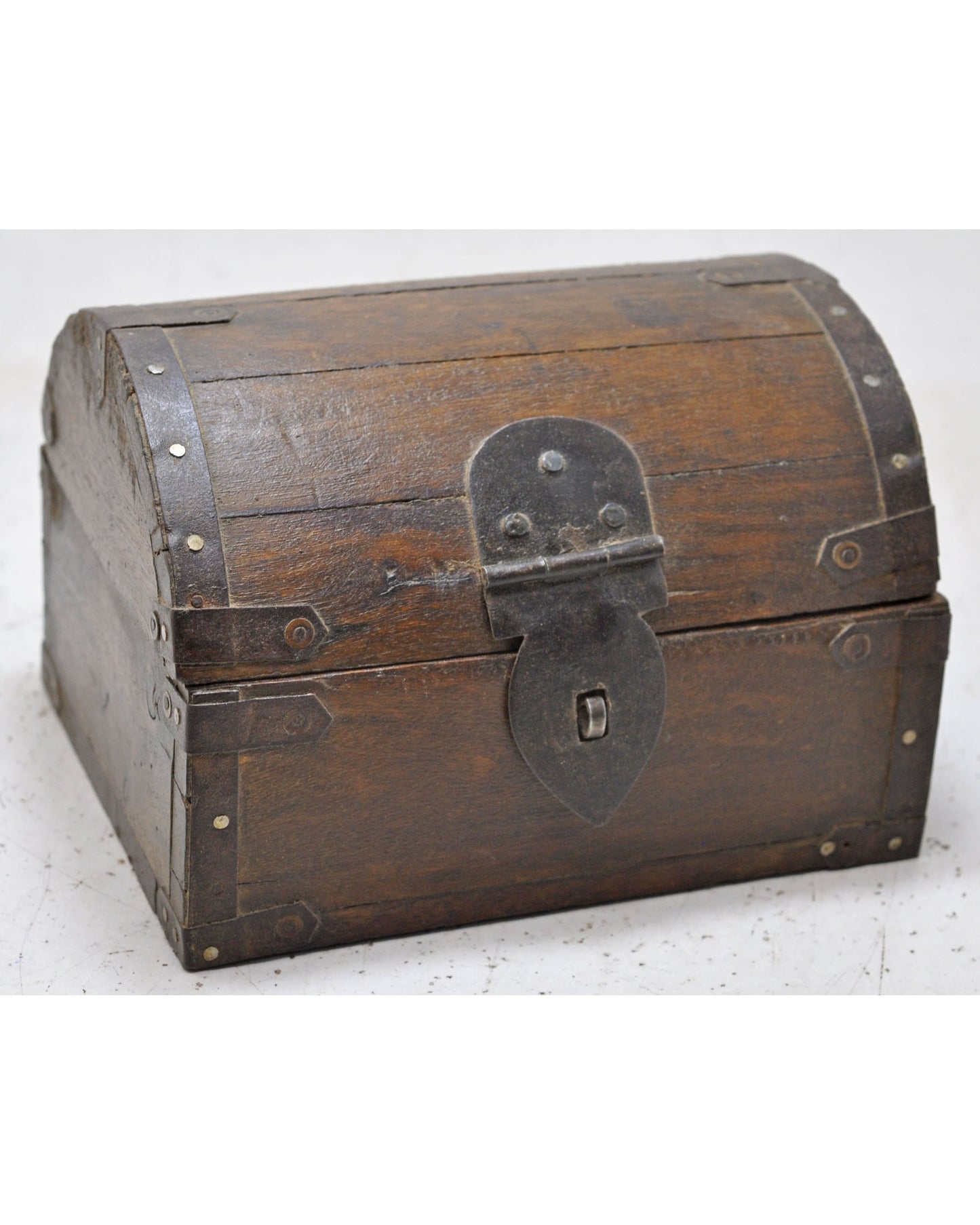 Antique Wooden Half Round Top Storage Box Original Old Hand Crafted