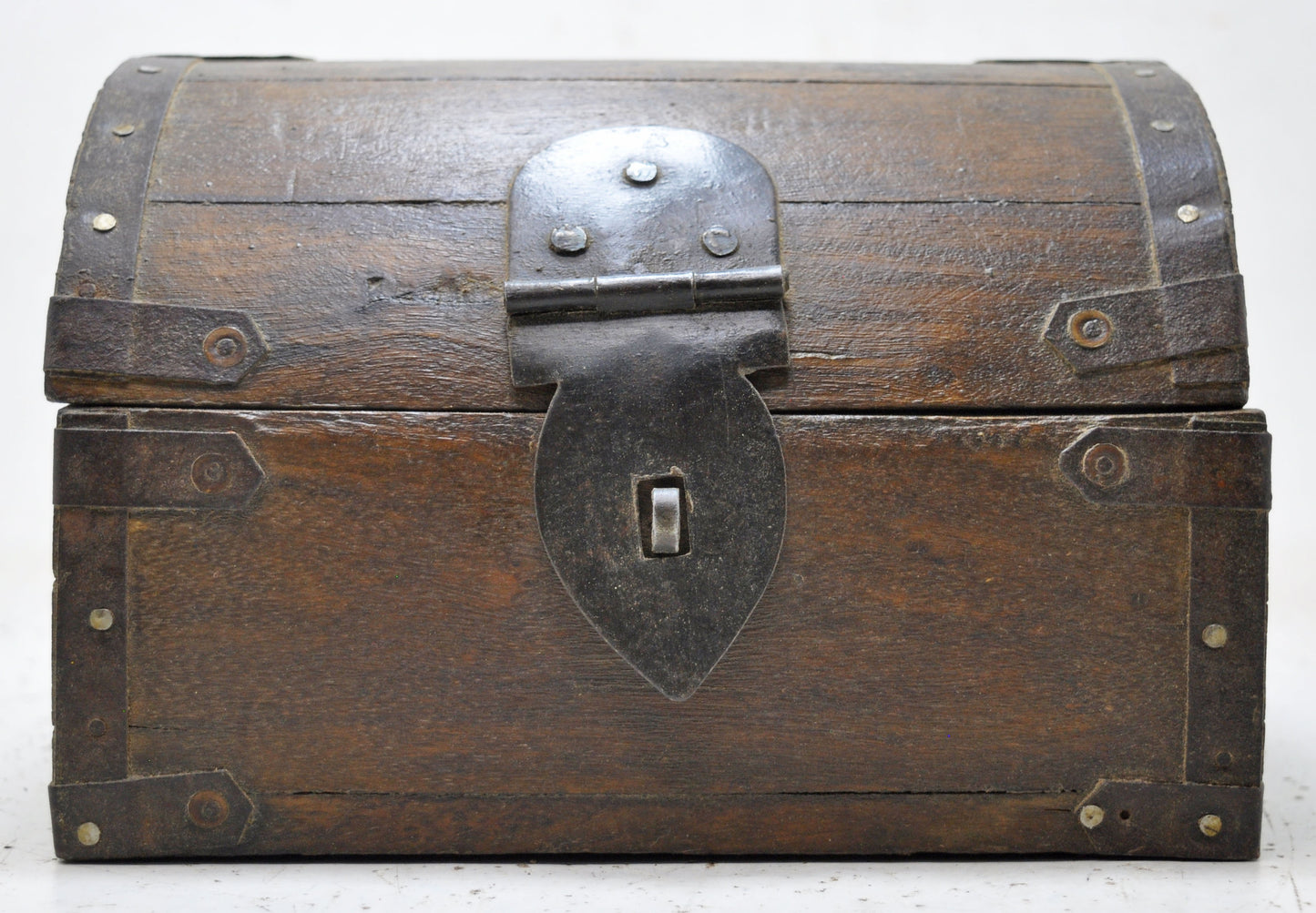 Antique Wooden Half Round Top Storage Box Original Old Hand Crafted