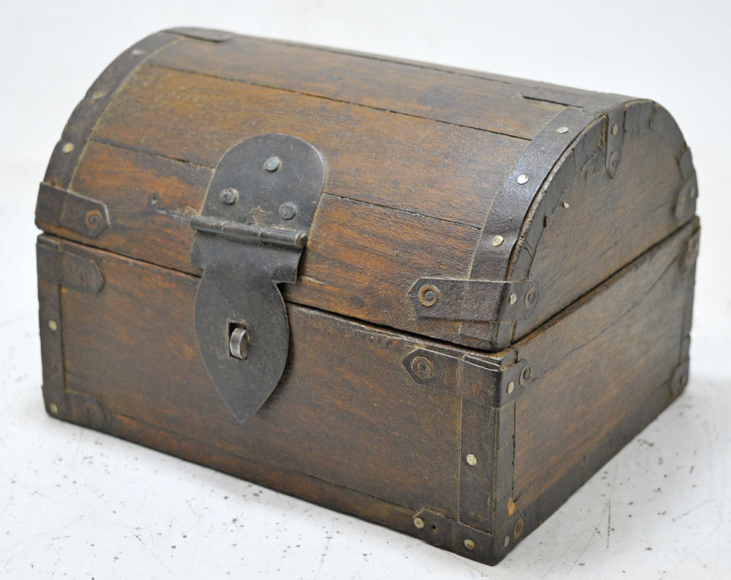 Antique Wooden Half Round Top Storage Box Original Old Hand Crafted