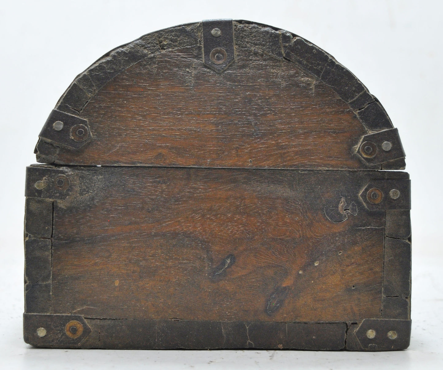 Antique Wooden Half Round Top Storage Box Original Old Hand Crafted