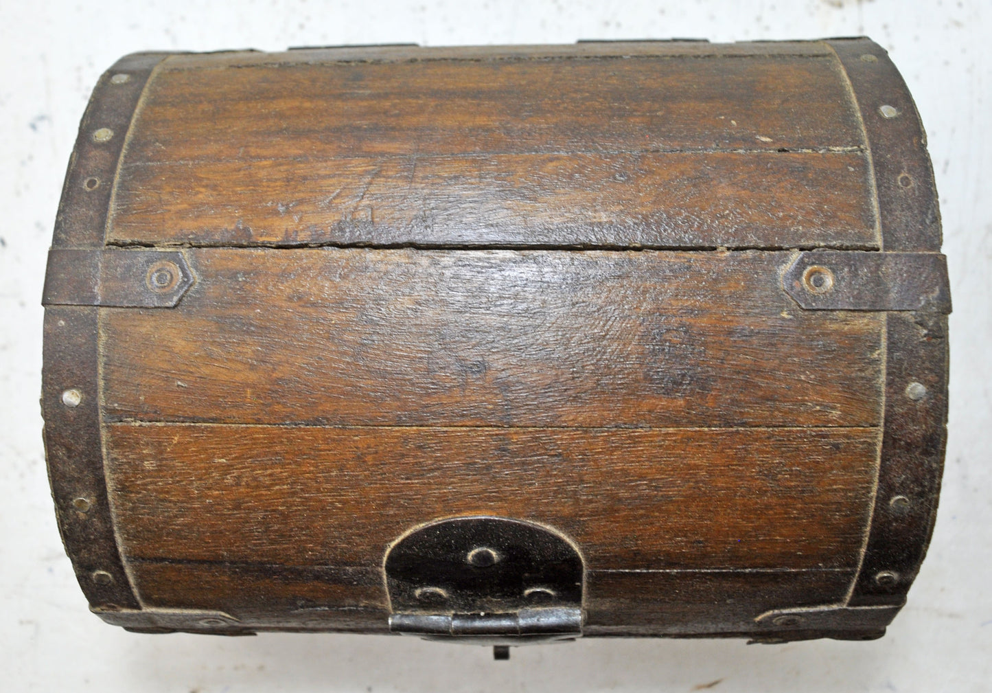 Antique Wooden Half Round Top Storage Box Original Old Hand Crafted