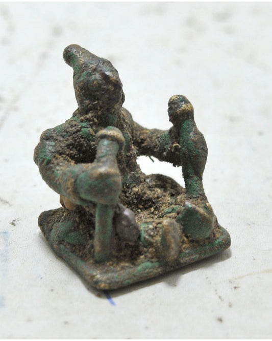Antique Brass Tribal God Figurine Original Old Hand Crafted Engraved