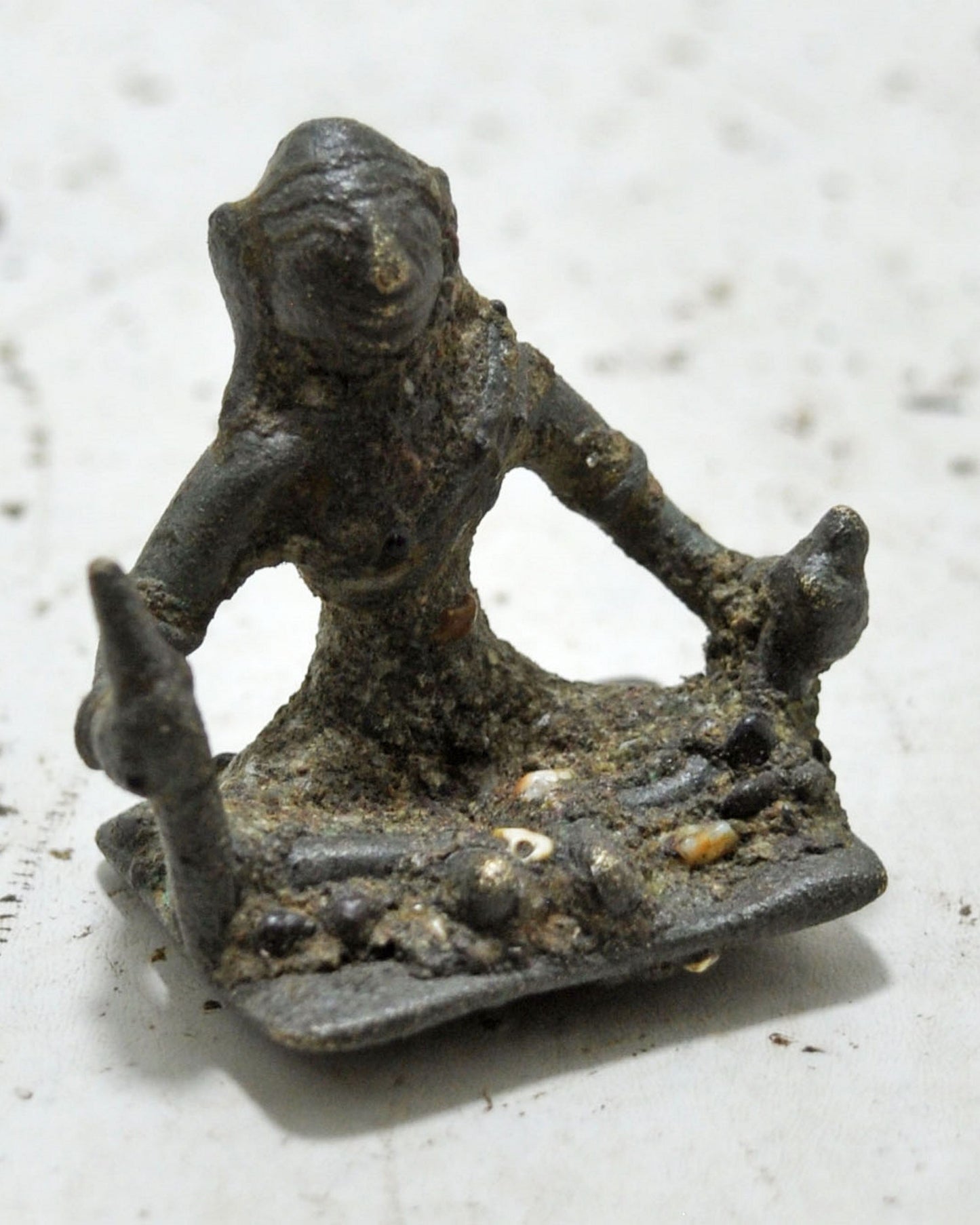 Antique Brass Tribal God Figurine Original Old Hand Crafted Engraved