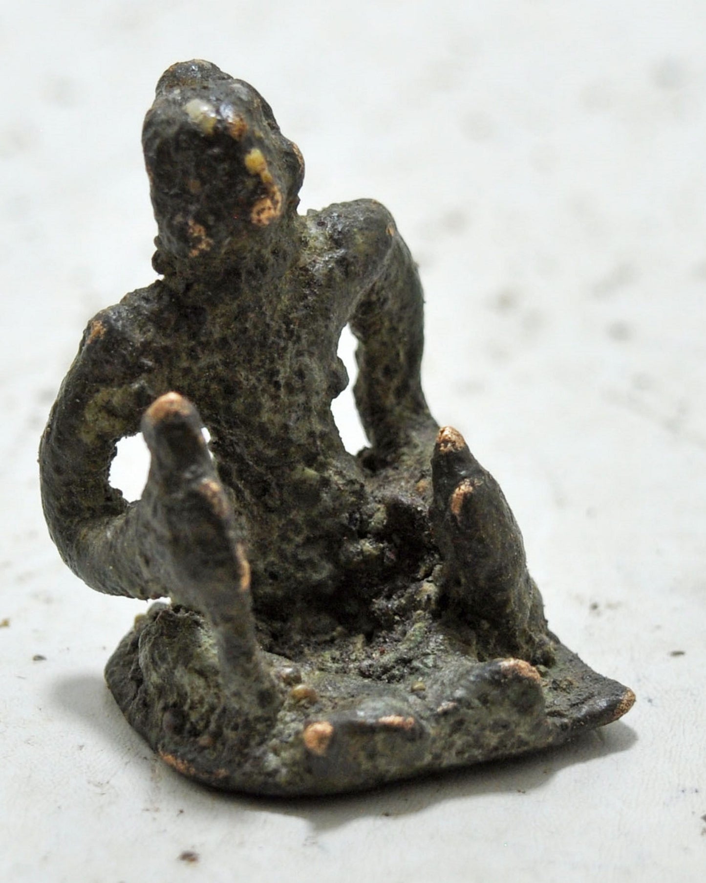 Antique Brass Tribal God Figurine Original Old Hand Crafted Engraved