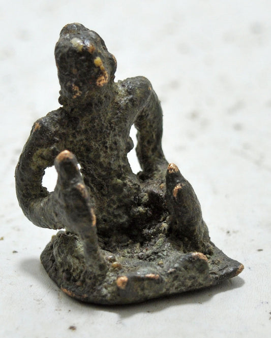 Antique Brass Tribal God Figurine Original Old Hand Crafted Engraved