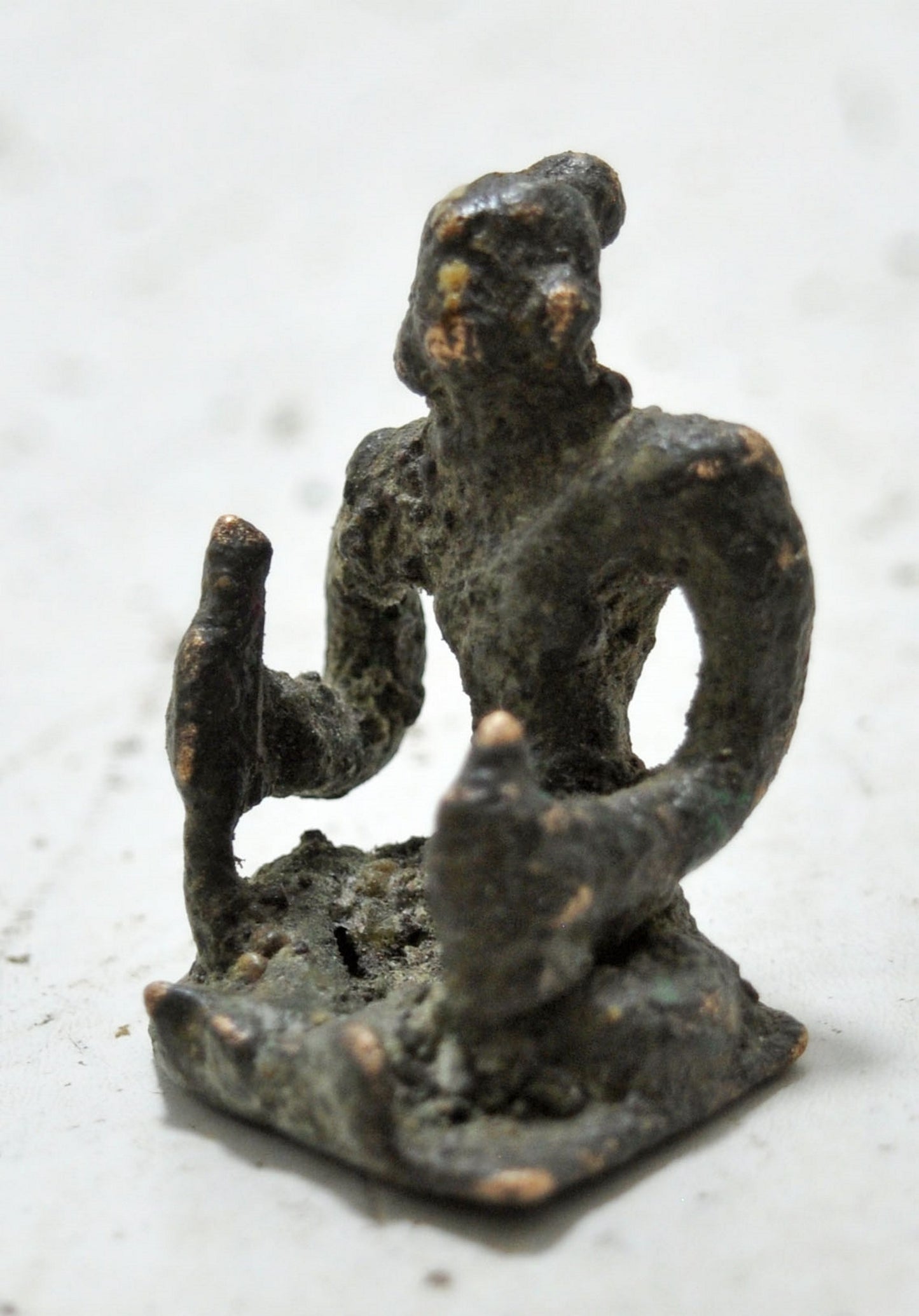 Antique Brass Tribal God Figurine Original Old Hand Crafted Engraved