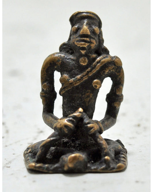 Antique Brass Tribal God Figurine Original Old Hand Crafted Engraved