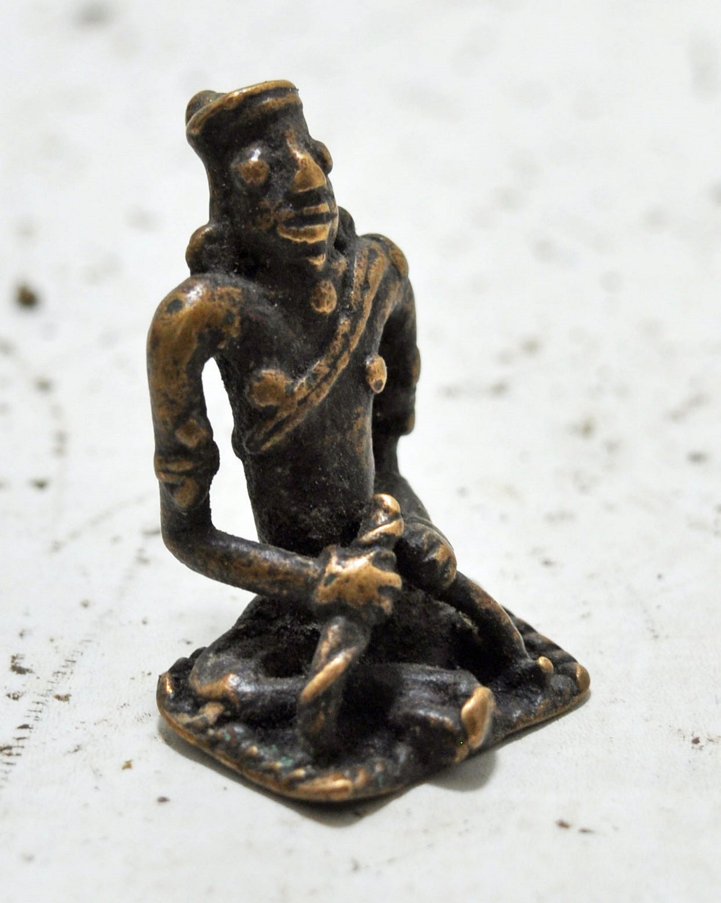 Antique Brass Tribal God Figurine Original Old Hand Crafted Engraved