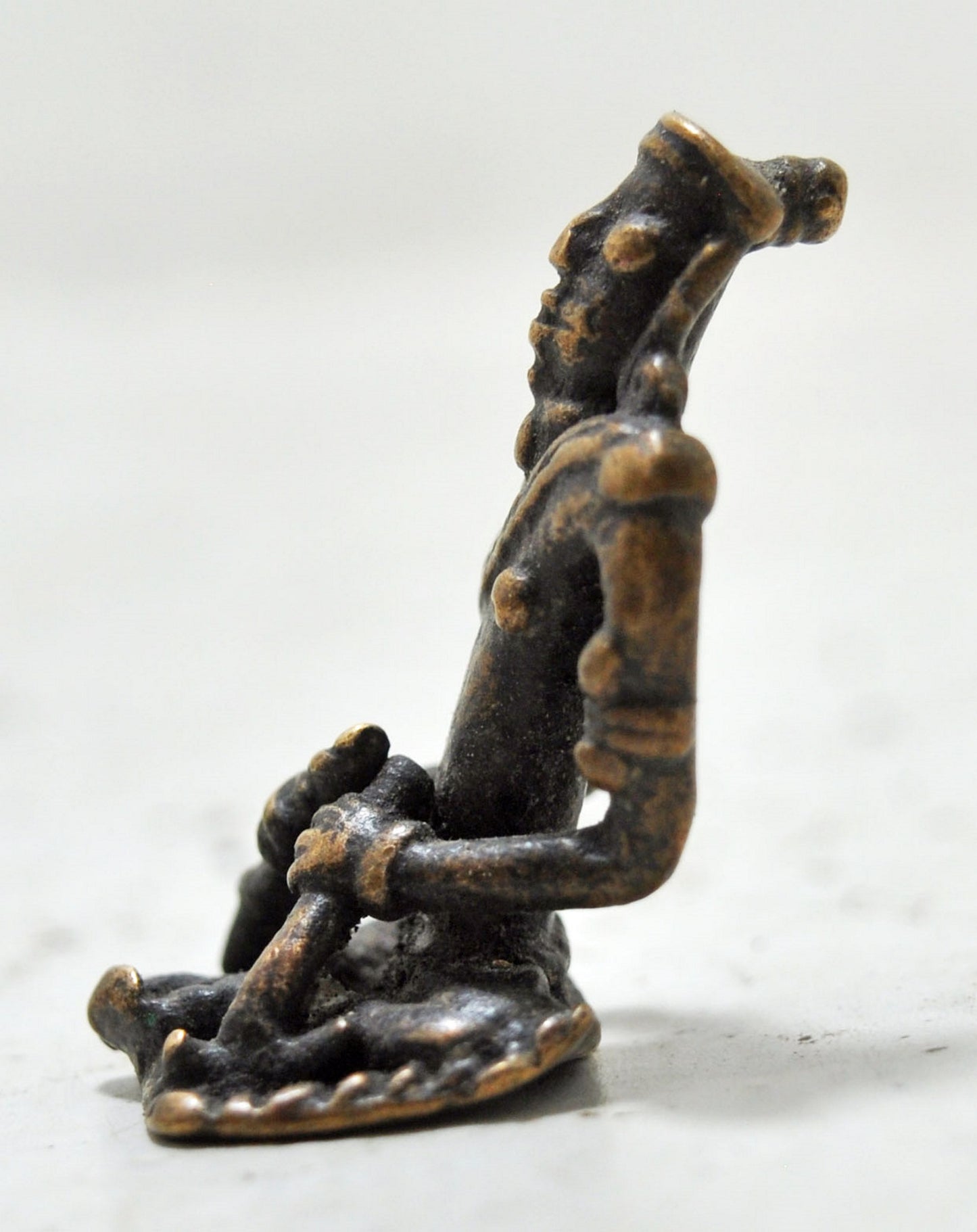 Antique Brass Tribal God Figurine Original Old Hand Crafted Engraved