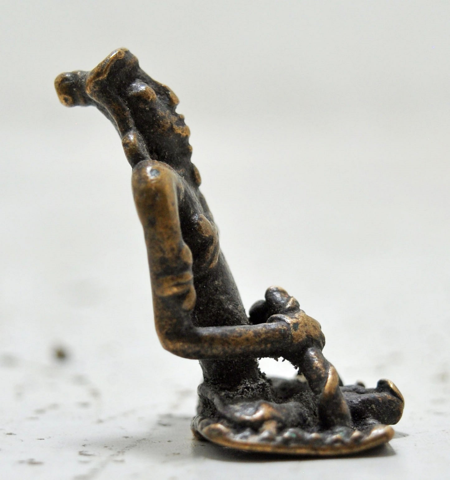 Antique Brass Tribal God Figurine Original Old Hand Crafted Engraved