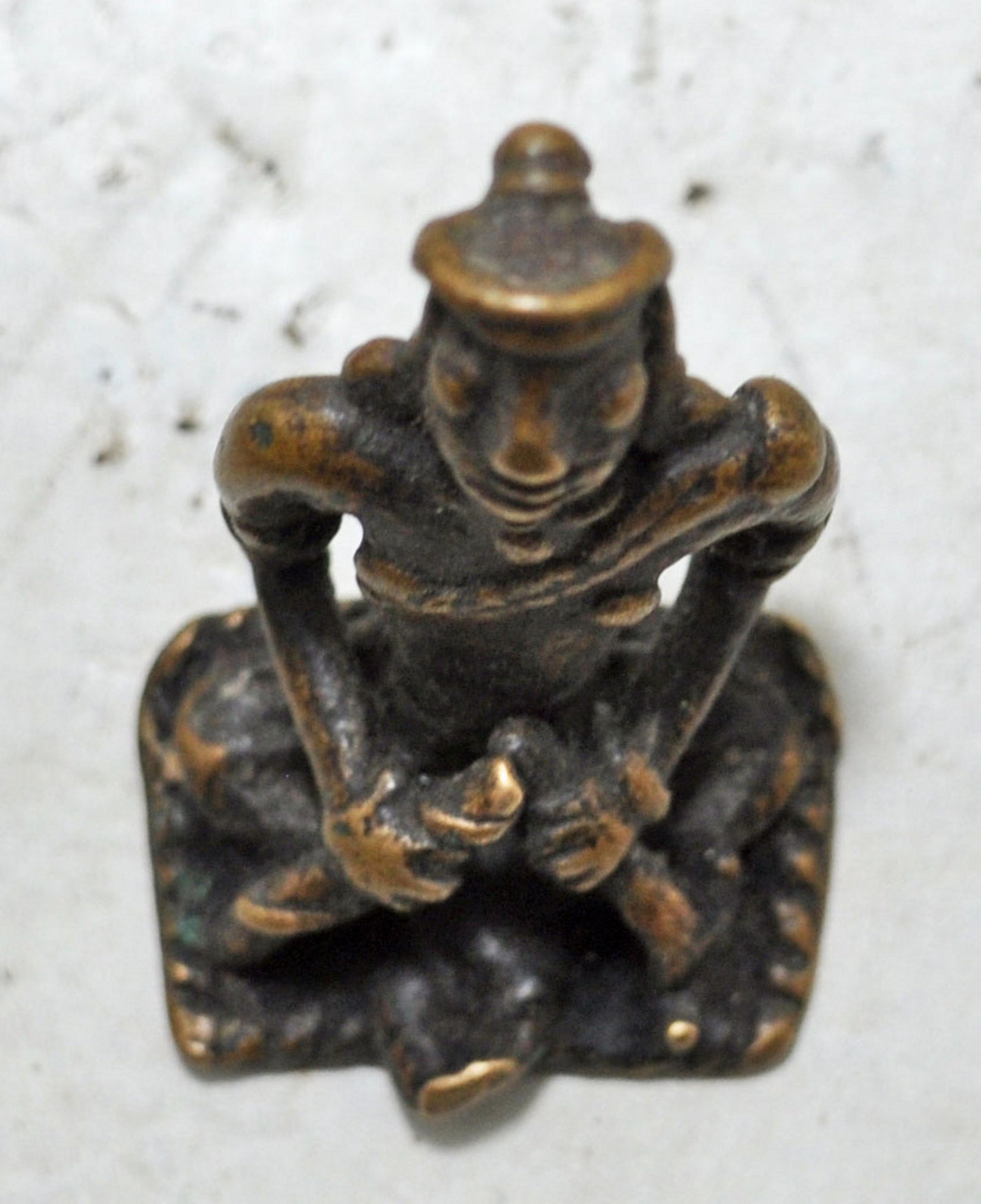 Antique Brass Tribal God Figurine Original Old Hand Crafted Engraved
