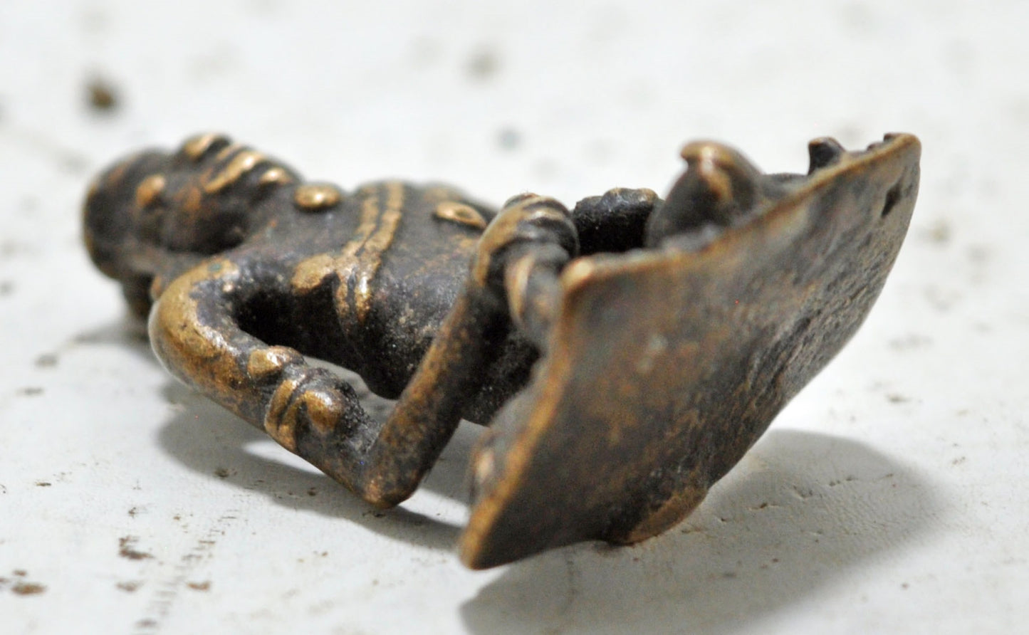 Antique Brass Tribal God Figurine Original Old Hand Crafted Engraved