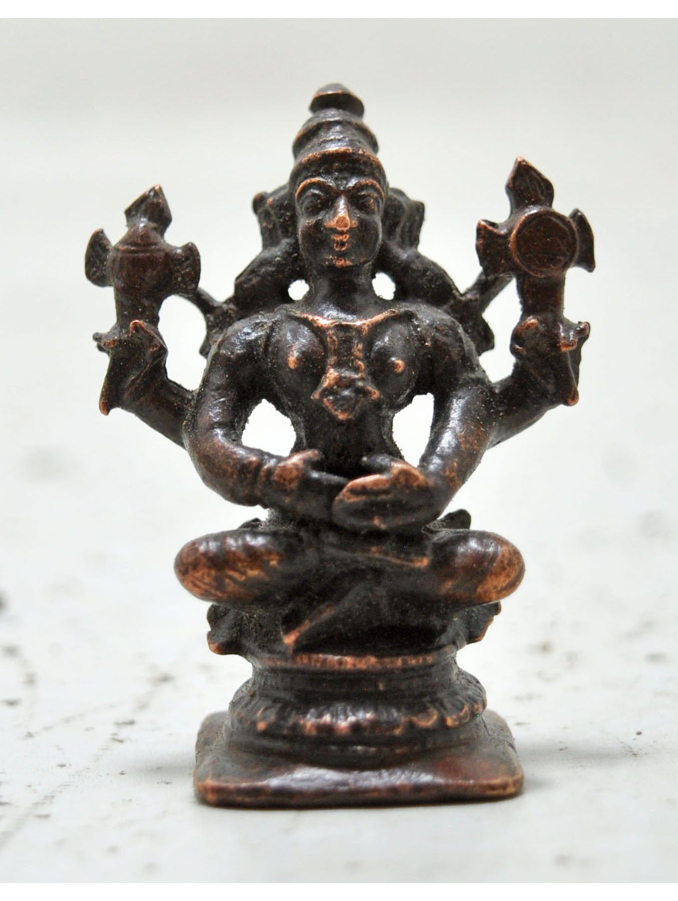 Antique Copper God Vishnu Idol Figurine Original Old Hand Crafted Engraved