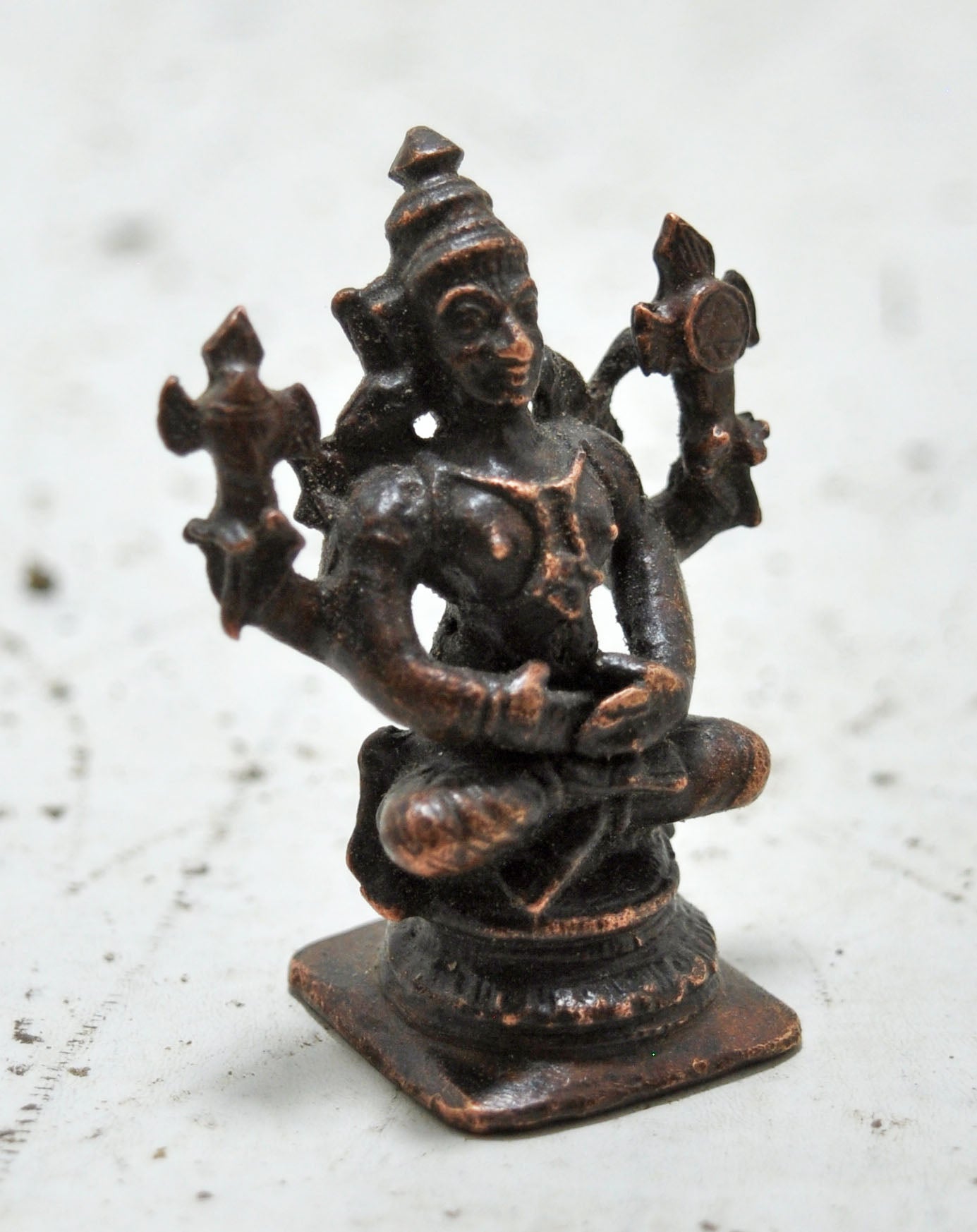 Antique Copper God Vishnu Idol Figurine Original Old Hand Crafted Engraved