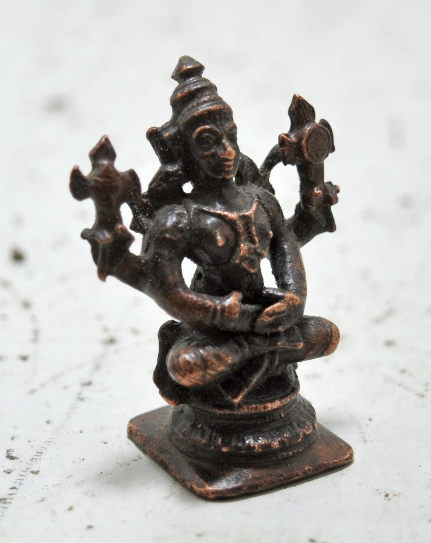 Antique Copper God Vishnu Idol Figurine Original Old Hand Crafted Engraved
