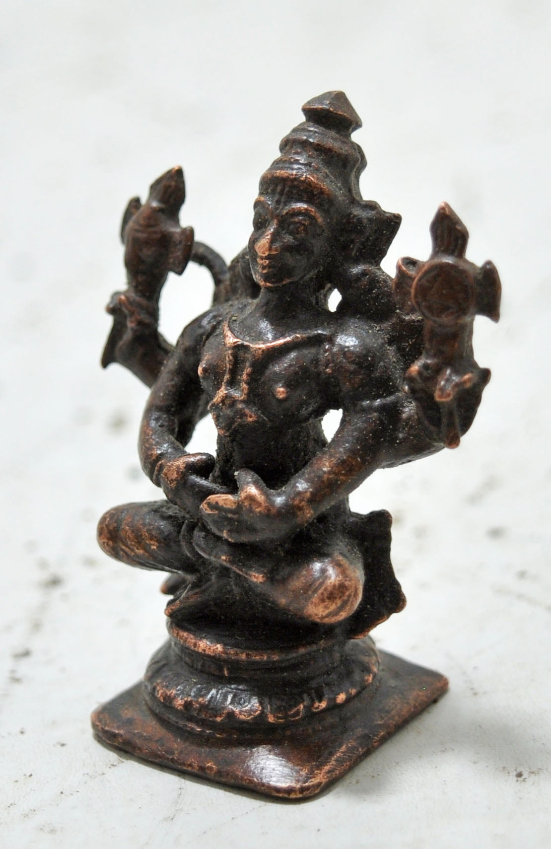 Antique Copper God Vishnu Idol Figurine Original Old Hand Crafted Engraved
