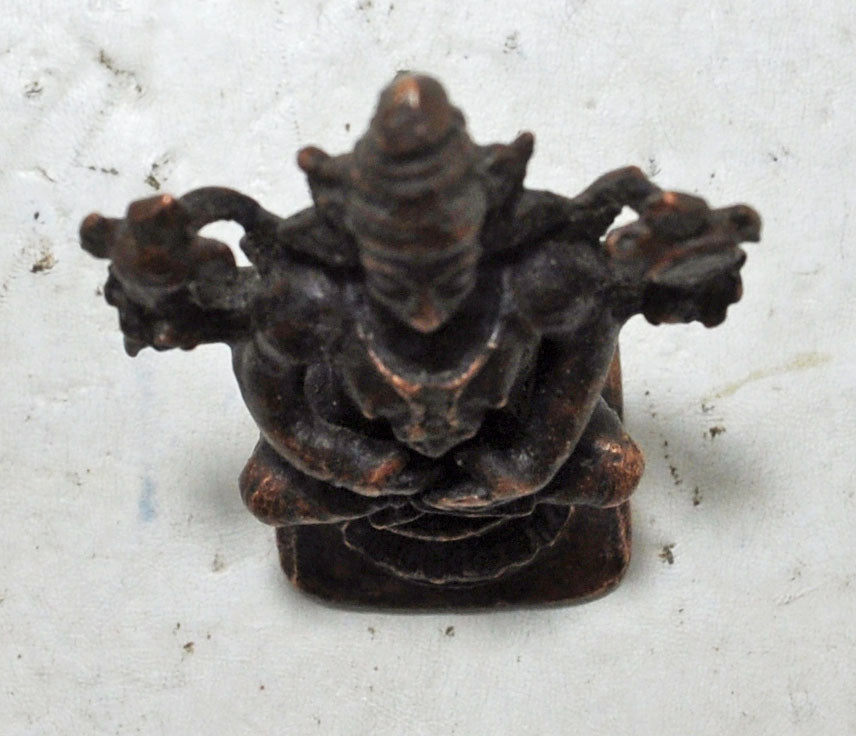 Antique Copper God Vishnu Idol Figurine Original Old Hand Crafted Engraved