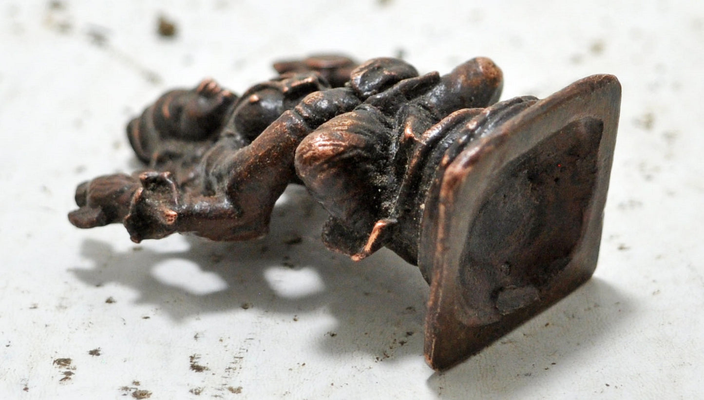 Antique Copper God Vishnu Idol Figurine Original Old Hand Crafted Engraved