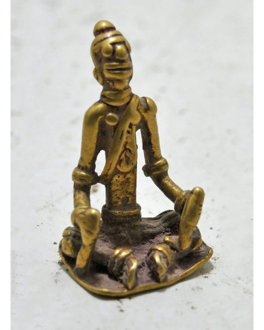 Antique Brass Tribal God Figurine Original Old Hand Crafted Engraved