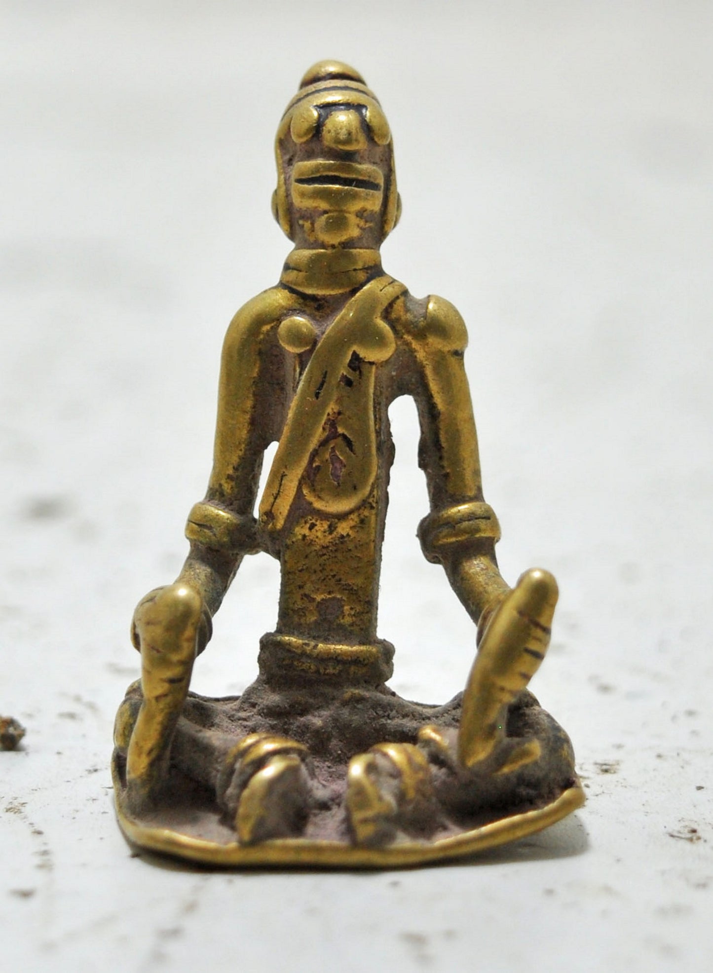 Antique Brass Tribal God Figurine Original Old Hand Crafted Engraved