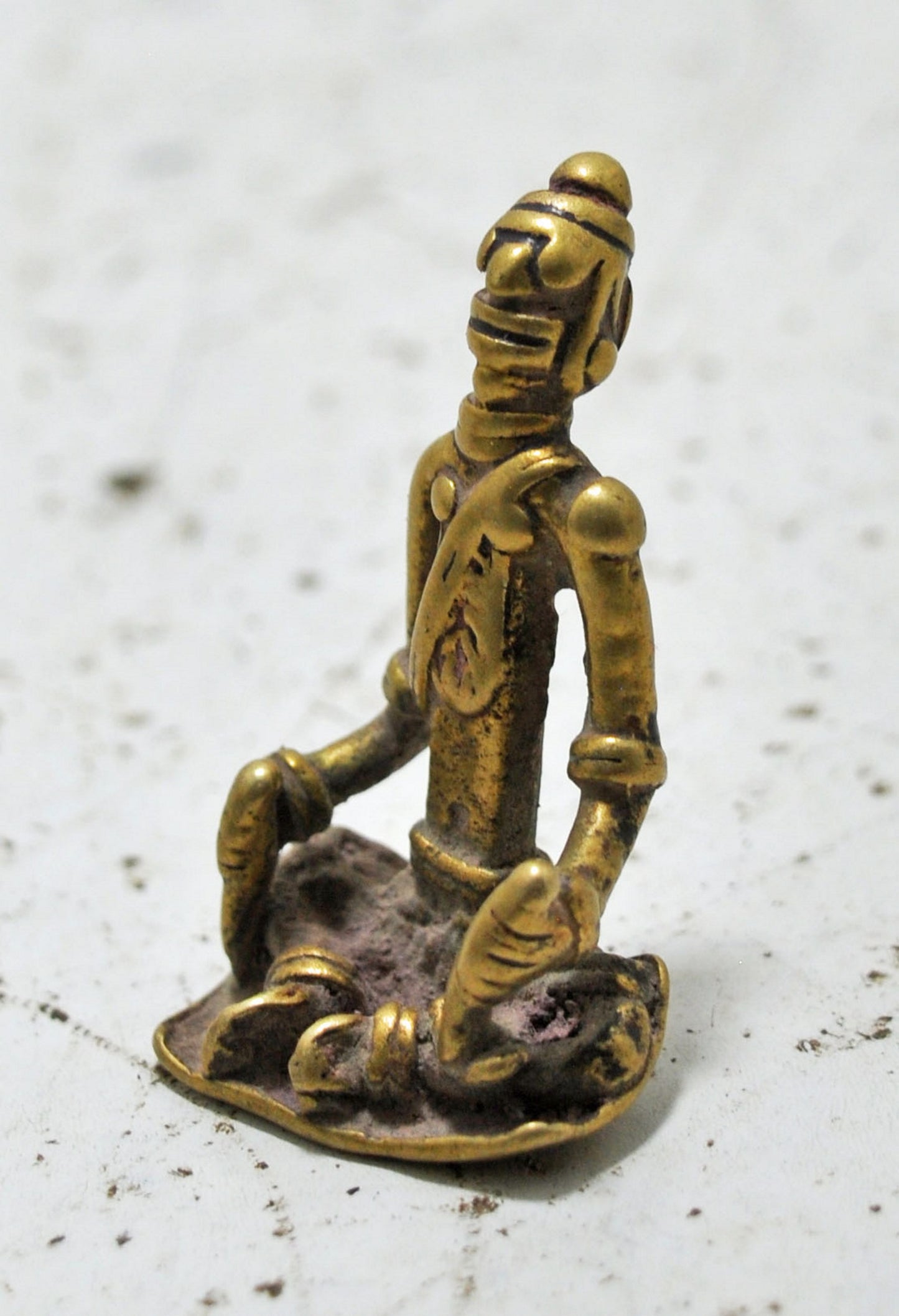 Antique Brass Tribal God Figurine Original Old Hand Crafted Engraved