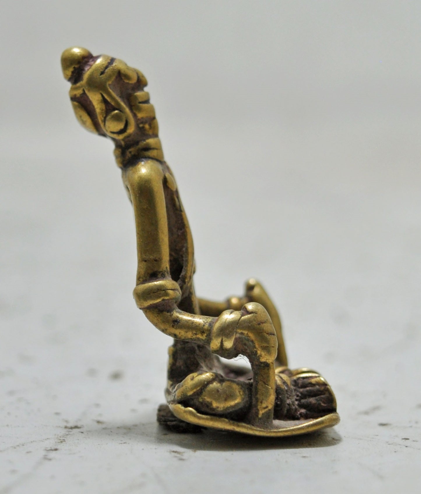 Antique Brass Tribal God Figurine Original Old Hand Crafted Engraved